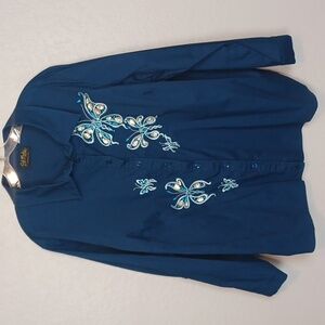Bob Mackie Embellished Button Down Blouse 2X